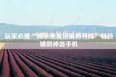 玩家必搜“微乐亲友房麻将开挂”科技辅助神器手机