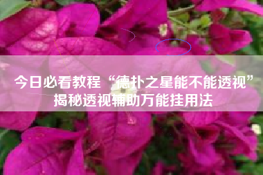 今日必看教程“德扑之星能不能透视	”揭秘透视辅助万能挂用法