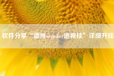 软件分享“德州wepoker透视挂”详细开挂