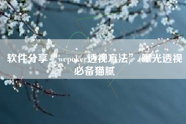 软件分享“wepoker透视方法	”(曝光透视必备猫腻
