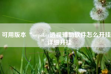 可用版本“wepoker透视辅助软件怎么开挂”详细开挂