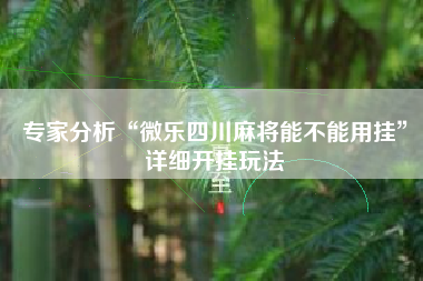 专家分析“微乐四川麻将能不能用挂”详细开挂玩法