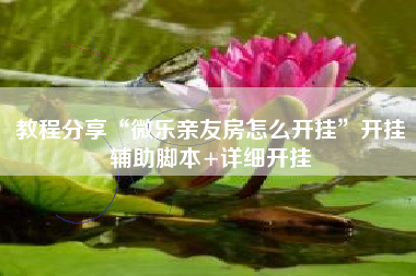 教程分享“微乐亲友房怎么开挂”开挂辅助脚本+详细开挂