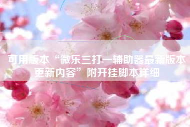 可用版本“微乐三打一辅助器最新版本更新内容”附开挂脚本详细