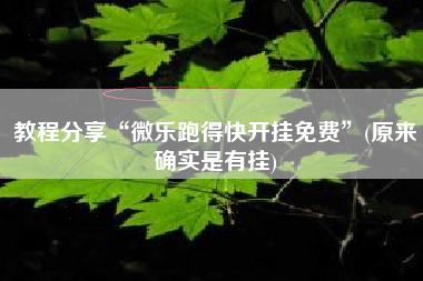 教程分享“微乐跑得快开挂免费”(原来确实是有挂)