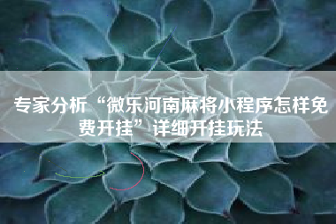 专家分析“微乐河南麻将小程序怎样免费开挂”详细开挂玩法