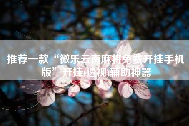 推荐一款“微乐云南麻将免费开挂手机版	”开挂(透视)辅助神器