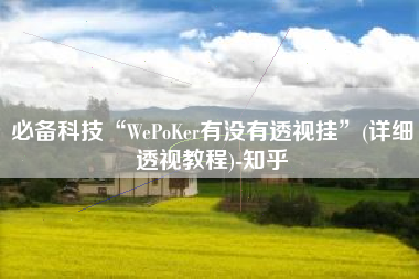 必备科技“WePoKer有没有透视挂”(详细透视教程)-知乎