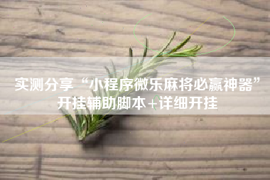 实测分享“小程序微乐麻将必赢神器	”开挂辅助脚本+详细开挂