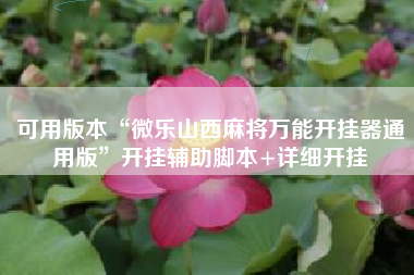 可用版本“微乐山西麻将万能开挂器通用版”开挂辅助脚本+详细开挂