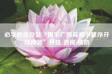 必学教你安装“微乐广西麻将小程序开挂神器”开挂(透视)辅助