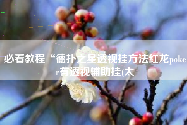 必看教程“德扑之星透视挂方法红龙poker有透视辅助挂(太 必看教程“德扑之星透视挂方法红龙poker有透视辅助挂(太