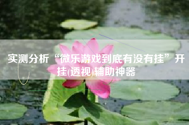 实测分析“微乐游戏到底有没有挂”开挂(透视)辅助神器