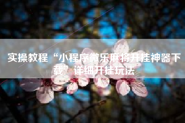 实操教程“小程序微乐麻将开挂神器下载”详细开挂玩法