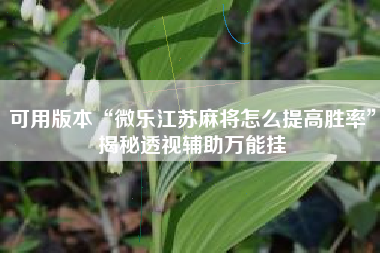 可用版本“微乐江苏麻将怎么提高胜率”揭秘透视辅助万能挂