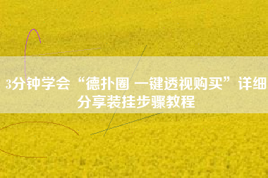 3分钟学会“德扑圈 一键透视购买”详细分享装挂步骤教程