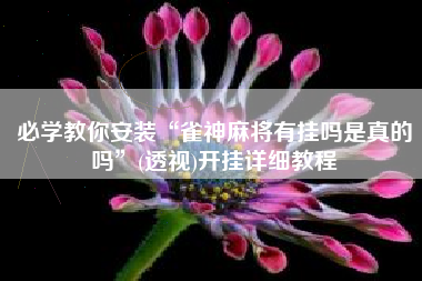 必学教你安装“雀神麻将有挂吗是真的吗	”(透视)开挂详细教程