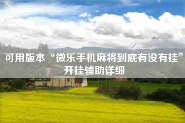 可用版本“微乐手机麻将到底有没有挂	”开挂辅助详细