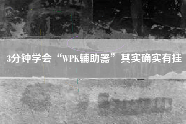 3分钟学会“WPK辅助器”其实确实有挂