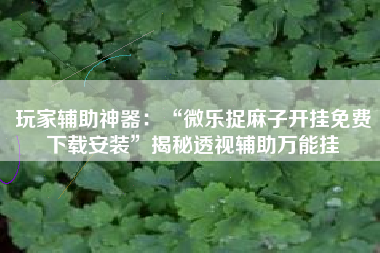 玩家辅助神器：“微乐捉麻子开挂免费下载安装	”揭秘透视辅助万能挂