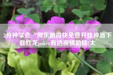 3分钟学会“微乐跑得快免费开挂神器下载红龙poker有透视辅助挂(太
