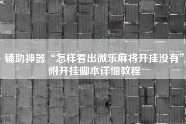 辅助神器“怎样看出微乐麻将开挂没有	”附开挂脚本详细教程