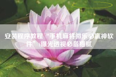 安装程序教程“手机麻将微乐必赢神软件	”(曝光透视必备猫腻