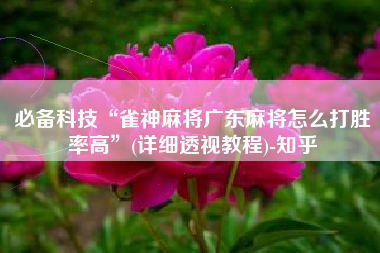 必备科技“雀神麻将广东麻将怎么打胜率高	”(详细透视教程)-知乎