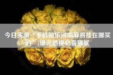 今日实测“手机微乐河南麻将挂在哪买的	”(曝光透视必备猫腻