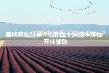 辅助教程分享“德扑起手牌胜率排行”开挂辅助