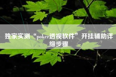 独家实测“poker透视软件	”开挂辅助详细步骤