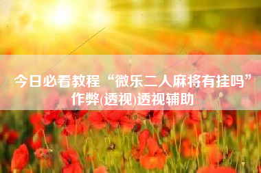 今日必看教程“微乐二人麻将有挂吗”作弊(透视)透视辅助