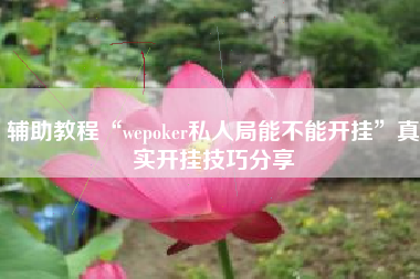 辅助教程“wepoker私人局能不能开挂	”真实开挂技巧分享