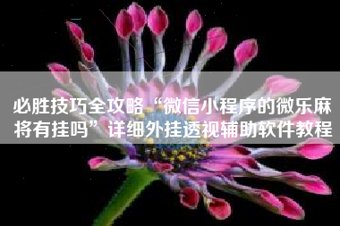 必胜技巧全攻略“微信小程序的微乐麻将有挂吗”详细外挂透视辅助软件教程