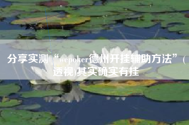 分享实测“wepoker德州开挂辅助方法	”(透视)其实确实有挂