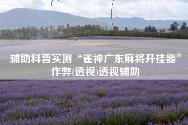 辅助科普实测“雀神广东麻将开挂器	”作弊(透视)透视辅助