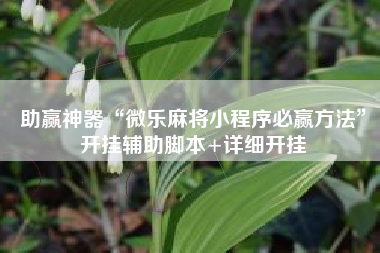 助赢神器“微乐麻将小程序必赢方法	”开挂辅助脚本+详细开挂