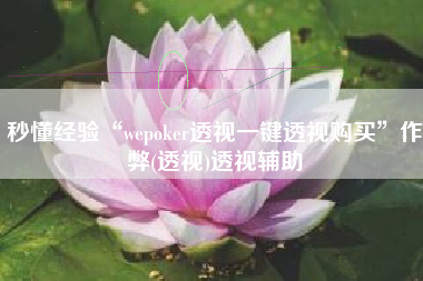 秒懂经验“wepoker透视一键透视购买”作弊(透视)透视辅助