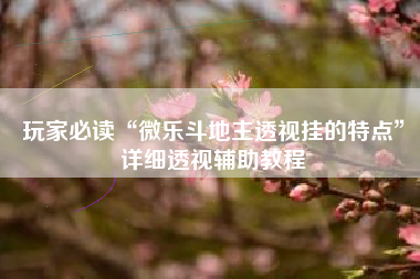 玩家必读“微乐斗地主透视挂的特点”详细透视辅助教程