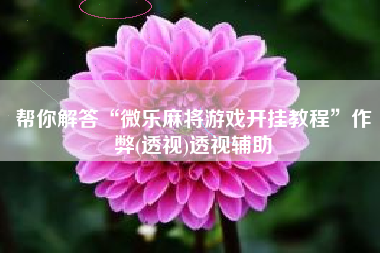 帮你解答“微乐麻将游戏开挂教程”作弊(透视)透视辅助