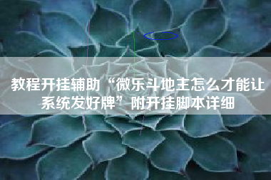 教程开挂辅助“微乐斗地主怎么才能让系统发好牌”附开挂脚本详细