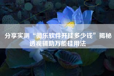 分享实测“微乐软件开挂多少钱”揭秘透视辅助万能挂用法