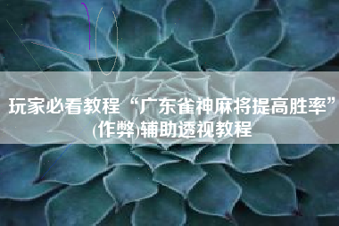 玩家必看教程“广东雀神麻将提高胜率	”(作弊)辅助透视教程