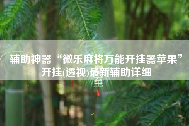 辅助神器“微乐麻将万能开挂器苹果	”开挂(透视)最新辅助详细
