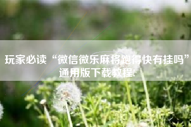 玩家必读“微信微乐麻将跑得快有挂吗	”通用版下载教程!