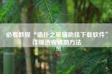 必看教程“德扑之星辅助挂下载软件”详细透视辅助方法