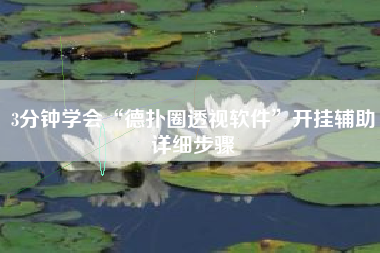 3分钟学会“德扑圈透视软件”开挂辅助详细步骤