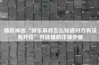 辅助神器“微乐麻将怎么知道对方有没有开挂”开挂辅助详细步骤