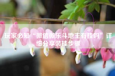 玩家必知“微信微乐斗地主有挂吗”详细分享装挂步骤