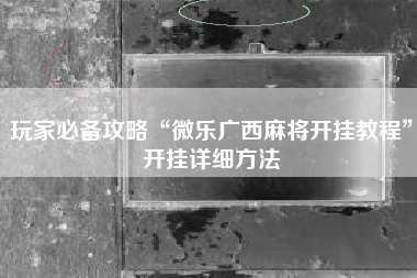 玩家必备攻略“微乐广西麻将开挂教程”开挂详细方法